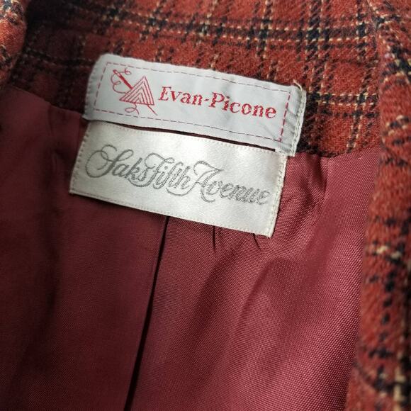 Evan Picone Saks Fifth Ave Rust Red Wool Blazer Jacket Lined Nice! Size M - Picture 5 of 9